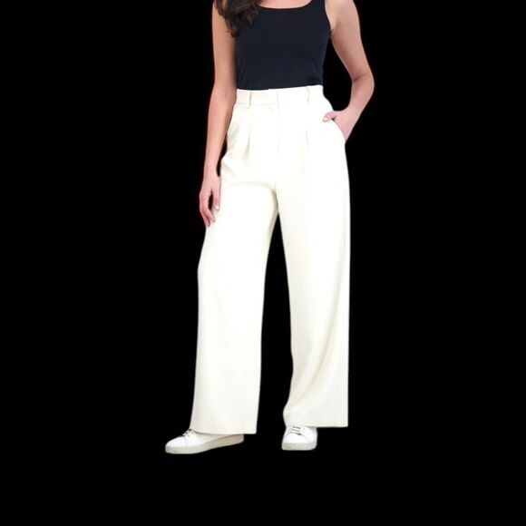 French Connection Women's Wide Leg Trouser Tan Size Large - Picture 9 of 10